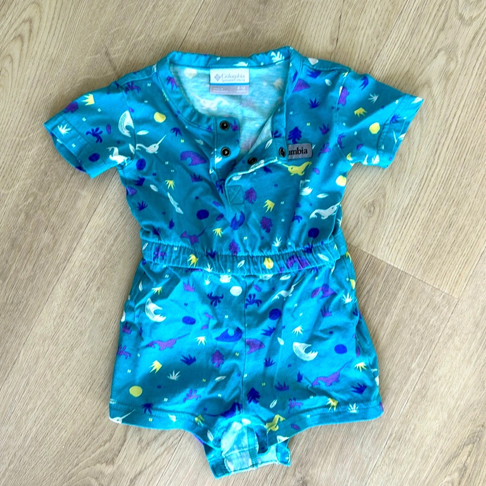 Columbia 6-12m Onesie Romper baby boy narwhal sea creatures EUC